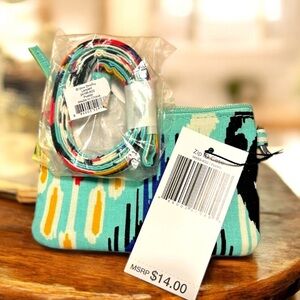 New 2 PC Vera Bradley Mint Multi-Color ID Case  and Lanyard